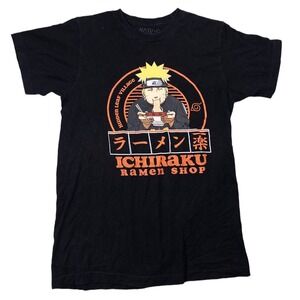 Naruto Ichiraku Ramen Shop T Shirt Mens Small Black Excellent Anime Graphic Tee